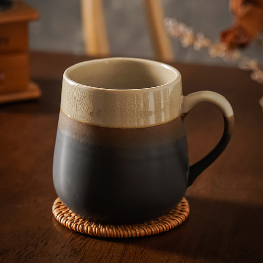 Crackle Glaze Color Block Coffee Mug