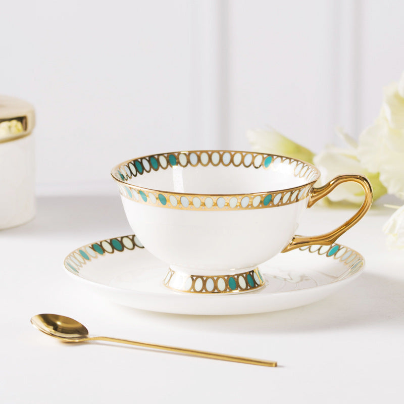 Geometric Gold Rim Cup & Saucer