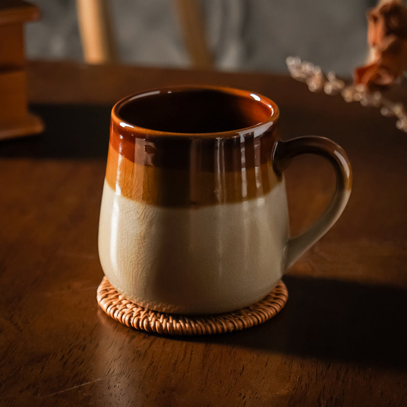 Crackle Glaze Color Block Coffee Mug